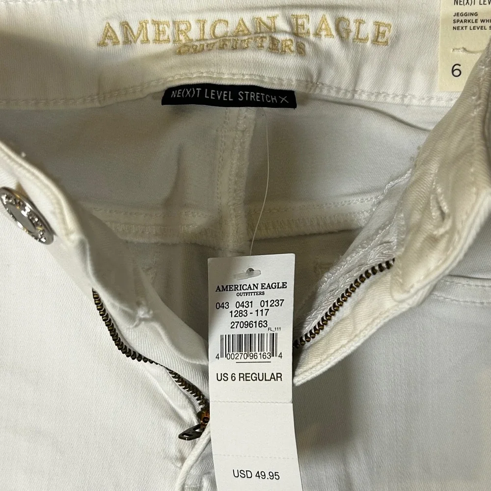 American Eagle Ne(x)t Level Stretch X White Low Rise Jeggings Skinny Jeans 6 Reg - Picture 3 of 9